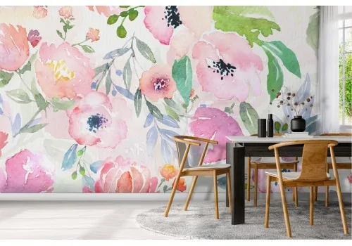 Carta da Parati fiori rosa natura moderna.