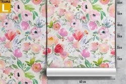 Modern nature pink flowers wallpaper.