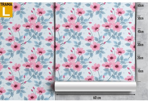 Pink flowers nature pattern modern wallpaper. 2