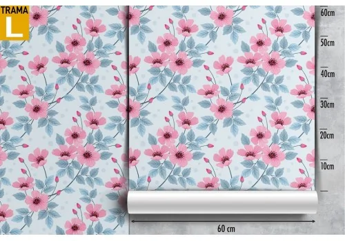 Pink flowers nature pattern modern wallpaper. 2