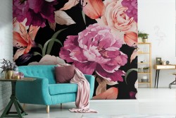 Pink flowers nature pattern modern wallpaper.