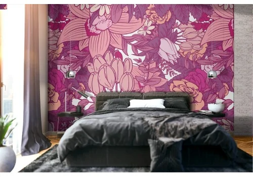 Pink flowers nature pattern modern wallpaper.282