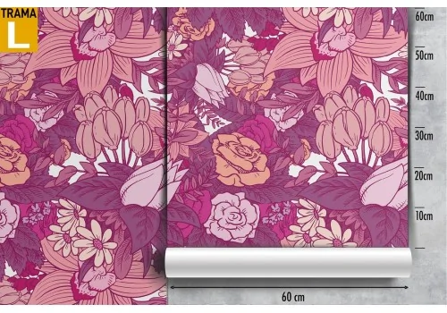 Pink flowers nature pattern modern wallpaper. 2