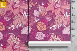 Pink flowers nature pattern modern wallpaper.
