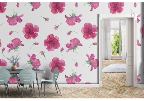 Carta da Parati fiori rosa natura pattern moderno.