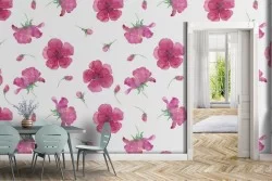 Pink flowers nature pattern modern wallpaper.