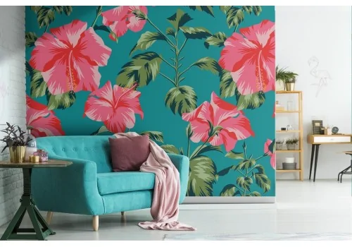 Pink flowers nature pattern modern wallpaper.284