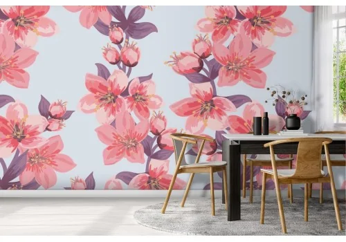 Pink flowers nature pattern modern wallpaper.286