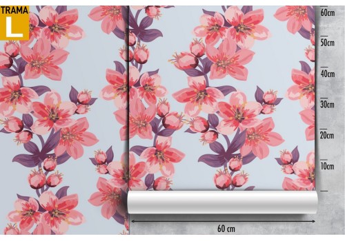 Pink flowers nature pattern modern wallpaper. 2