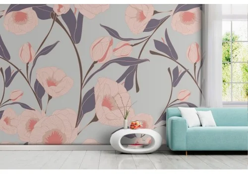 Pink flowers nature pattern modern wallpaper.287