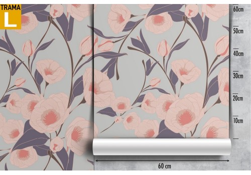 Pink flowers nature pattern modern wallpaper. 2