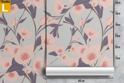 Pink flowers nature pattern modern wallpaper.