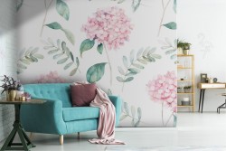 Pink flowers nature pattern vintage wallpaper.