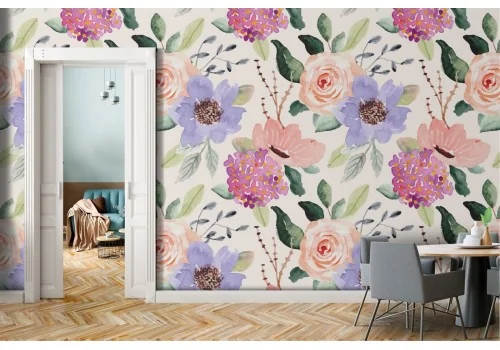 Pink flowers nature pattern vintage wallpaper.290