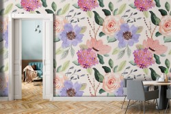 Pink flowers nature pattern vintage wallpaper.