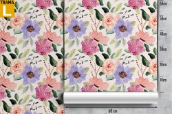 Pink flowers nature pattern vintage wallpaper.