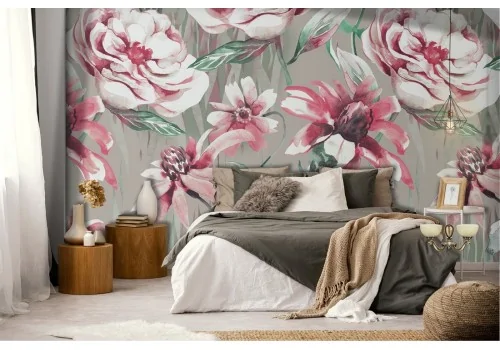 Pink flowers nature pattern wallpaper.291