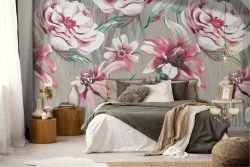 Pink flowers nature pattern wallpaper.