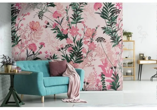 Pink flowers nature pattern wallpaper.293