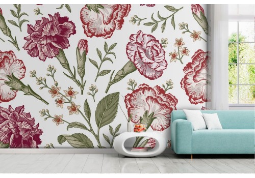 Pink flowers nature pattern wallpaper.