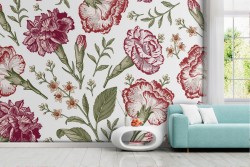 Pink flowers nature pattern wallpaper.