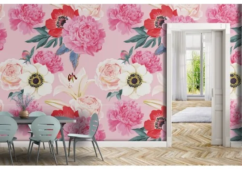 Pink flowers nature pattern wallpaper.295