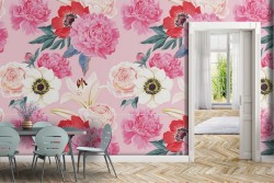 Carta da Parati fiori rosa natura pattern.