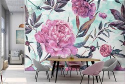 Pink flowers nature pattern wallpaper.