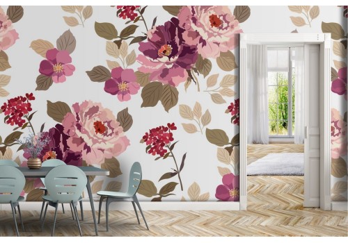 Pink flowers nature pattern wallpaper.