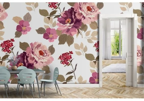 Pink flowers nature pattern wallpaper.297