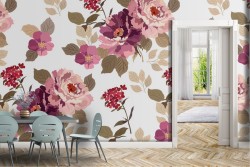 Pink flowers nature pattern wallpaper.