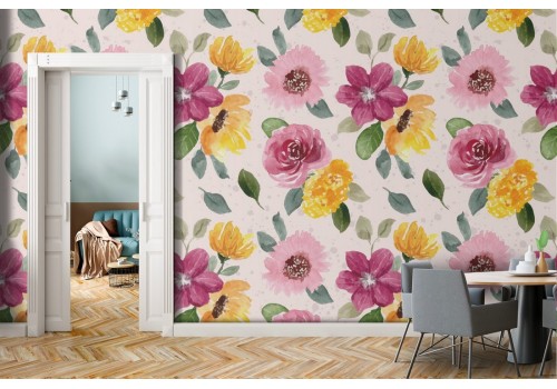 Carta da Parati fiori rosa natura pattern.