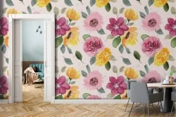 Pink flowers nature pattern wallpaper.
