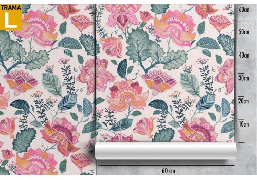 Pink flowers nature vintage pattern wallpaper. 2