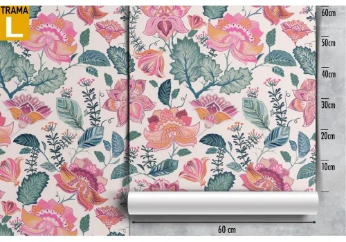 Pink flowers nature vintage pattern wallpaper. 2