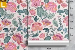 Pink flowers nature vintage pattern wallpaper.