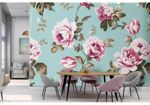Pink flowers nature vintage pattern wallpaper.301