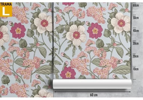 Carta da Parati fiori rosa natura vintage pattern. 2