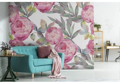 Pink flowers nature vintage pattern wallpaper.306
