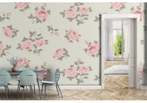 Pink flowers nature vintage pattern wallpaper.307