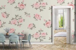 Carta da Parati fiori rosa natura vintage pattern.