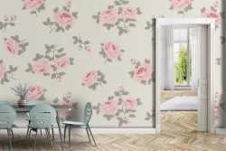 Carta da Parati fiori rosa natura vintage pattern.