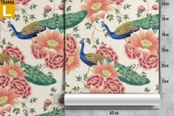 Carta da Parati fiori rosa natura vintage pattern.