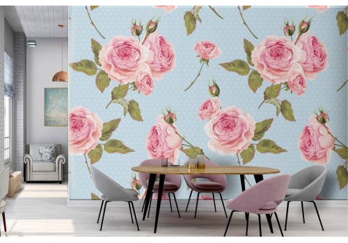 Vintage nature pink flowers wallpaper.