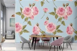 Vintage nature pink flowers wallpaper.