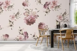 Vintage nature pink flowers wallpaper.