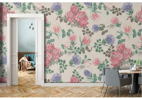 Pink flowers vintage nature wallpaper.311