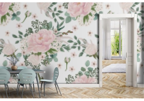 Vintage nature pink flowers wallpaper.