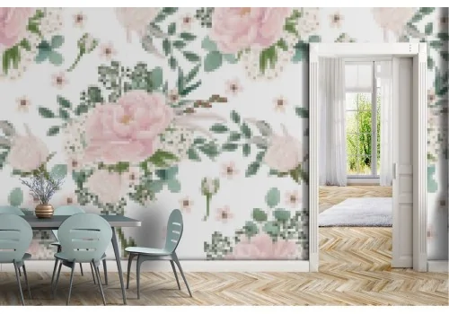 Pink flowers vintage nature wallpaper.312