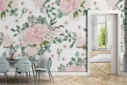 Vintage nature pink flowers wallpaper.